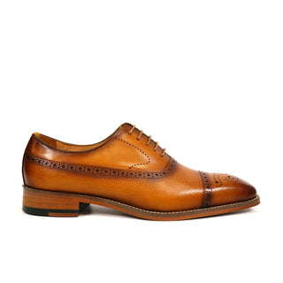 Carrucci Men's Shoes Calf-Skin Leather Classic Cap-Toe Oxford (CAR1009)-AmbrogioShoes