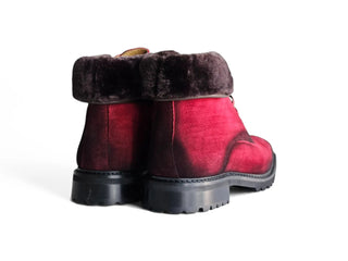 Carrucci Men's Shoes Suede Leather Faux Shearling Rugged Combat Boot (CAR1017)-AmbrogioShoes