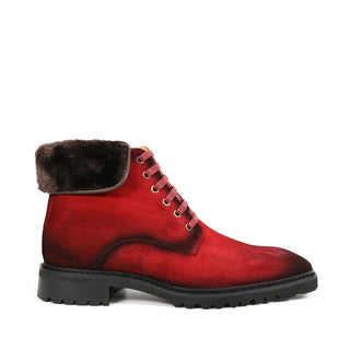 Carrucci Men's Shoes Suede Leather Faux Shearling Rugged Combat Boot (CAR1017)-AmbrogioShoes