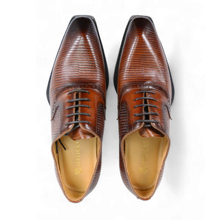 Carrucci Milano Men's Shoes Lizard Print Leather Oxford (CAR1013)-AmbrogioShoes