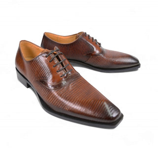 Carrucci Milano Men's Shoes Lizard Print Leather Oxford (CAR1013)-AmbrogioShoes
