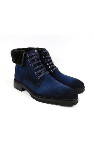 Carrucci Suede / Faux Shearling Rugged Combat Boot-AmbrogioShoes
