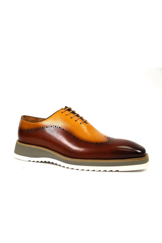Carrucci Two-Tone Calf-Skin Leather Lightweight Whole cut Oxford (CAR1008)-AmbrogioShoes