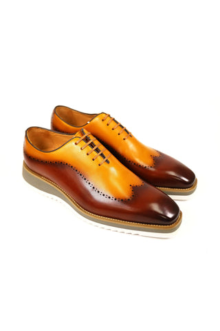 Carrucci Two-Tone Calf-Skin Leather Lightweight Whole cut Oxford (CAR1008)-AmbrogioShoes
