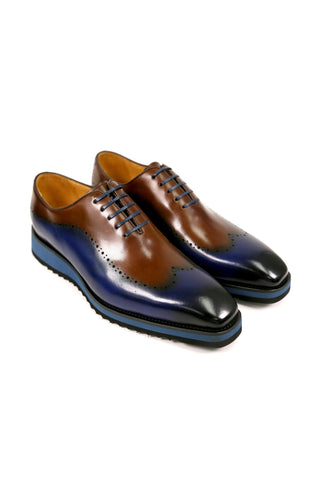 Carrucci Two-Tone Calf-Skin Leather Lightweight Whole cut Oxford (CAR1008)-AmbrogioShoes