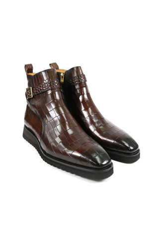 Carrucci Vesper Crocodile Embossed Leather Jodhpur Boot (CAR1019)-AmbrogioShoes