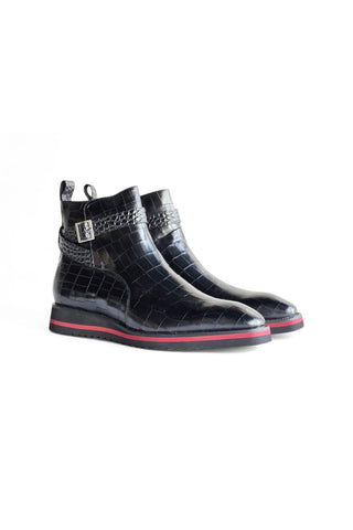 Carrucci Vesper Crocodile Embossed Leather Jodhpur Boot (CAR1019)-AmbrogioShoes