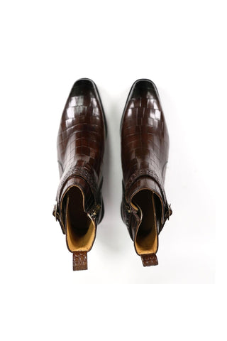 Carrucci Vesper Crocodile Print Leather Jodhpur Boot (CAR1019)-AmbrogioShoes