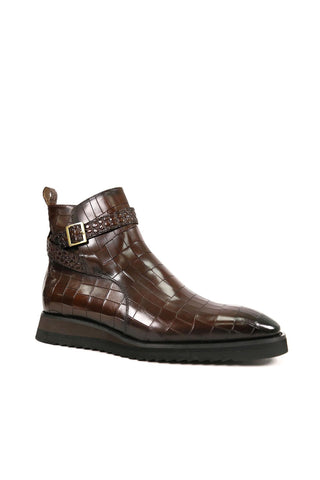 Carrucci Vesper Crocodile Print Leather Jodhpur Boot (CAR1019)-AmbrogioShoes