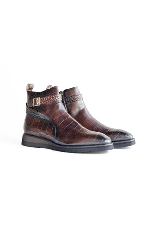 Carrucci Vesper Crocodile Print Leather Jodhpur Boot (CAR1019)-AmbrogioShoes