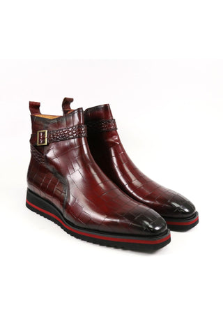 Carrucci Vesper Crocodile Print Leather Jodhpur Boot (CAR1019)-AmbrogioShoes