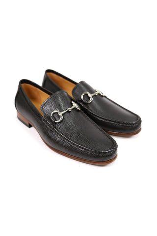Carrucci Victor Pebble Grain Leather Slip-On Horsebit Moccasin Loafer (CAR1008)-AmbrogioShoes