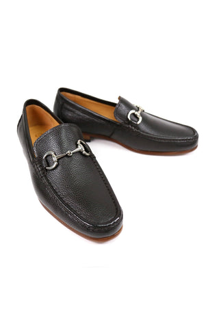 Carrucci Victor Pebble Grain Leather Slip-On Horsebit Moccasin Loafer (CAR1008)-AmbrogioShoes