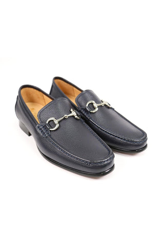 Carrucci Victor Pebble Grain Leather Slip-On Horsebit Moccasin Loafer (CAR1008)-AmbrogioShoes