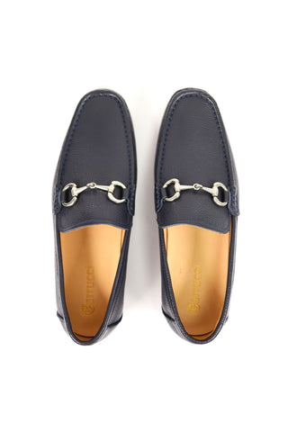 Carrucci Victor Pebble Grain Leather Slip-On Horsebit Moccasin Loafer (CAR1008)-AmbrogioShoes