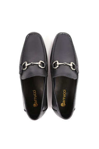Carrucci Victor Pebble Grain Leather Slip-On Horsebit Moccasin Loafer (CAR1008)-AmbrogioShoes