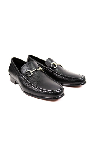 Carrucci Victor Pebble Grain Leather Slip-On Horsebit Moccasin Loafer (CAR1008)-AmbrogioShoes