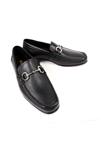 Carrucci Victor Pebble Grain Leather Slip-On Horsebit Moccasin Loafer (CAR1008)-AmbrogioShoes