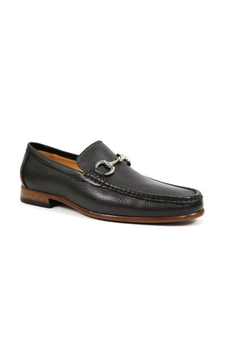 Carrucci Victor Pebble Grain Leather Slip-On Horsebit Moccasin Loafer (CAR1008)-AmbrogioShoes