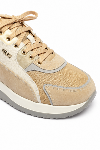 Cesare Paciotti 4US Cam Dal Sam Beige Brown White Sneakers (CPM5320)-AmbrogioShoes