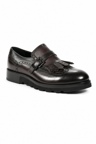 Cesare Paciotti Buckhold Loafers Black Calf Two Tone Tamponato (CPM5477)-AmbrogioShoes