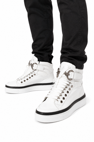 Cesare Paciotti Dan Bianco Dakar Black / White Leather Sneakers (CPM3032)-AmbrogioShoes