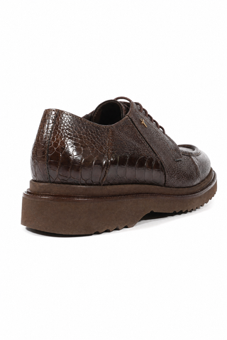 Cesare Paciotti Exotic Designer Shoes Struzzo Fondente Nappa Brown Lizard Oxfords (CPM3040)-AmbrogioShoes