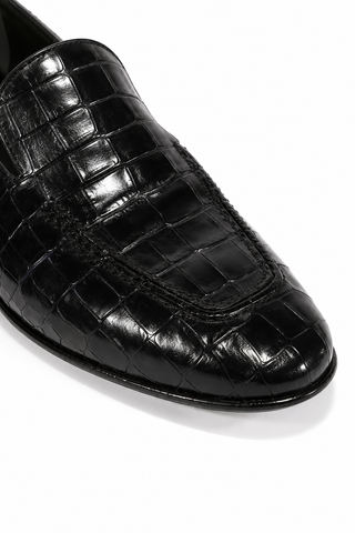 Cesare Paciotti Loafers Croc Embossed Cocco Lux Navy (CPM5449)-AmbrogioShoes