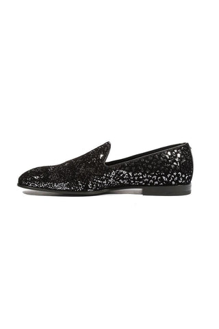 Cesare Paciotti Loafers Suede Paill Flock Black (CPM5485)-AmbrogioShoes