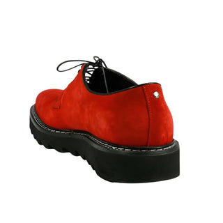 Cesare Paciotti Luxury Italian Men Designer Shoes Camoscio Red Suede Oxfords (CPM2235)-AmbrogioShoes