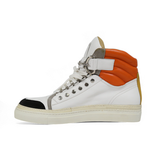 Cesare Paciotti Luxury Italian Men's Designer Shoes Cam Black Dan Bianco White Leather Sneakers (CPM3116)-AmbrogioShoes