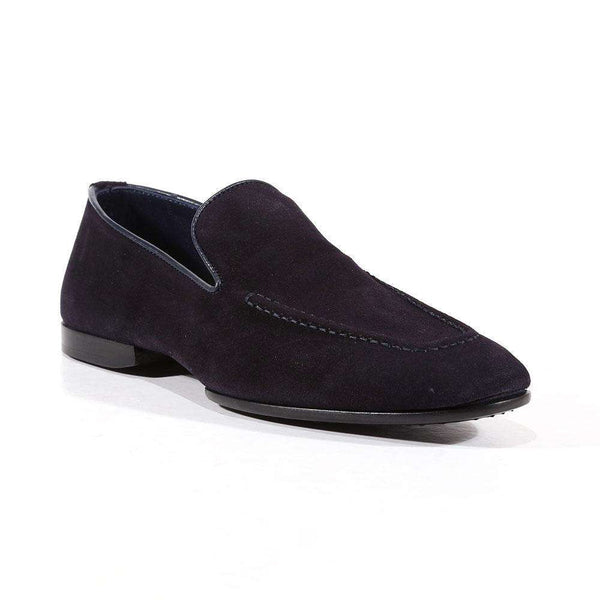 Cesare Paciotti Luxury Italian Mens Shoes Camoscio Navy Suede Loafers (CPM3129)-AmbrogioShoes