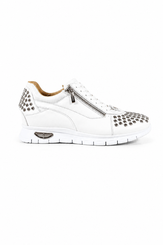 Cesare Paciotti Luxury Italian Men's Designer Shoes Dan Calf Bianco Dallas White Leather Sneakers (CPM3144)-AmbrogioShoes