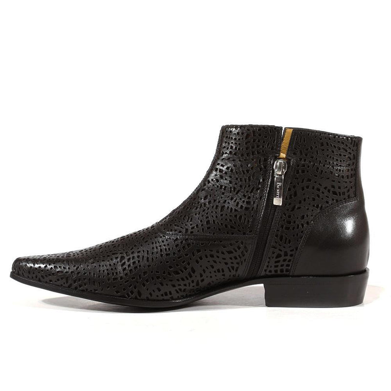 Cesare Paciotti Luxury Italian Mens Shoes Dan Calf Soft Black Cut-out Leather Boots (CPM3142)-AmbrogioShoes