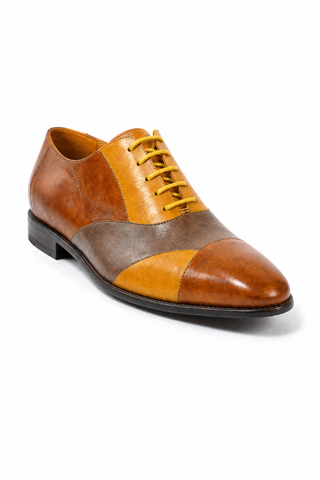 Cesare Paciotti Dan Lux Biscotto / Ocra Leather Oxfords (CPM2424) - Front 3/4 Hero - Authentic Leather