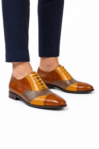 Cesare Paciotti Luxury Italian Men's Designer Shoes Dan Lux Biscotto / Ocra Leather Oxfords (CPM2424)-AmbrogioShoes