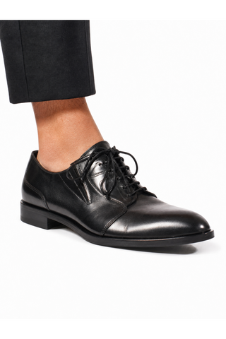 Cesare Paciotti Luxury Italian Men's Designer Shoes Dark Calf Black Dan Q Leather Oxfords (CPM2572)