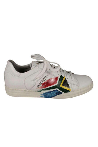 Cesare Paciotti Luxury Italian Men's Designer Shoes Flag Sports White Sneakers (CPM711)-AmbrogioShoes