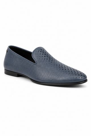 Cesare Paciotti Luxury Italian Men's Designer Shoes Hippie Navy Leather Loafers (CPM2644)