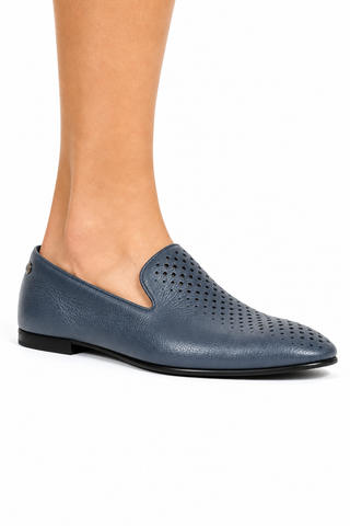 Cesare Paciotti Luxury Italian Men's Designer Shoes Hippie Navy Leather Loafers (CPM2644)