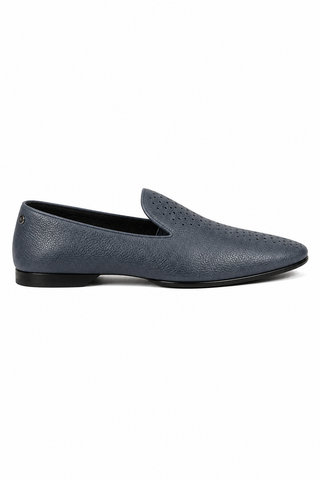 Cesare Paciotti Luxury Italian Men's Designer Shoes Hippie Navy Leather Loafers (CPM2644)