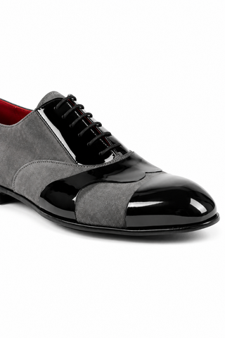 Cesare Paciotti Luxury Italian Men's Designer Shoes Kid Suede Antracite Suede / Plastic Oxfords (CPM2574)-AmbrogioShoes
