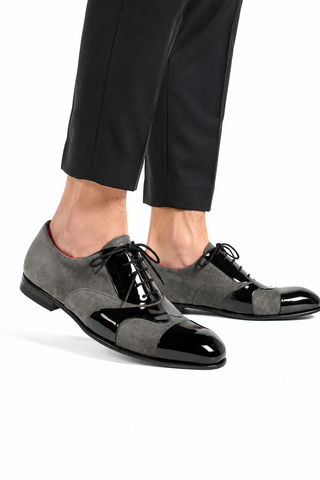 Cesare Paciotti Luxury Italian Men's Designer Shoes Kid Suede Antracite Suede / Plastic Oxfords (CPM2574)-AmbrogioShoes