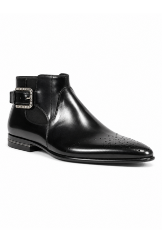 Cesare Paciotti Luxury Italian Men's Designer Shoes Magic Baby Black Leather Boots (CPM2612)-AmbrogioShoes