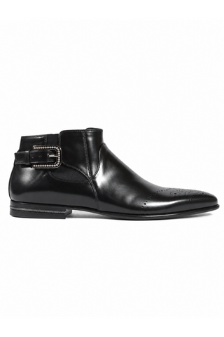Cesare Paciotti Luxury Italian Men's Designer Shoes Magic Baby Black Leather Boots (CPM2612)-AmbrogioShoes