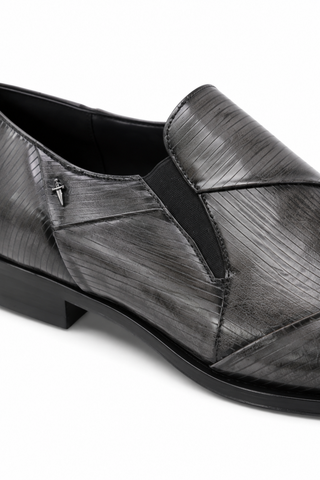 Cesare Paciotti Luxury Italian Men's Designer Shoes Magic Old Antracite Leather Loafers (CPM2582)