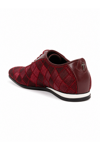 Cesare Paciotti Luxury Italian Men's Designer Shoes Valvet Bordo Soft Melanzana Leather / Fabric Oxfords (CPM2510)-AmbrogioShoes
