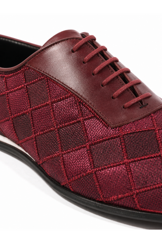 Cesare Paciotti Luxury Italian Men's Designer Shoes Valvet Bordo Soft Melanzana Leather / Fabric Oxfords (CPM2510)-AmbrogioShoes