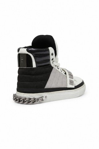 Cesare Paciotti Luxury Italian Men's Designer Shoes White Nappa Bianco Cam Gray Leather / Suede Sneakers (CPM3033)-AmbrogioShoes