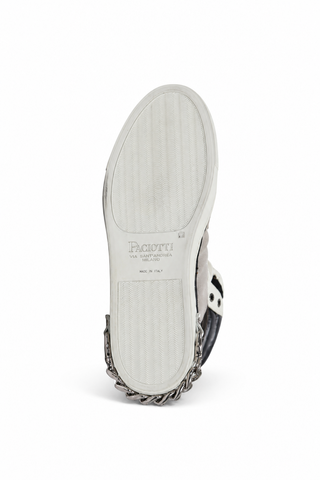 Cesare Paciotti Luxury Italian Men's Designer Shoes White Nappa Bianco Cam Gray Leather / Suede Sneakers (CPM3033)-AmbrogioShoes